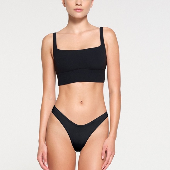 NWT SKIMS Fits Everybody Square Neck Longline Bralette In Onyx - Picture 1 of 7